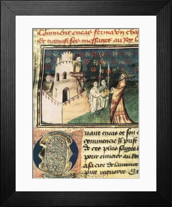 Framed Print : Aeneas built a castle in Italy and sends his wise Framed Print : Aeneas built a castle in Italy and sends his wise