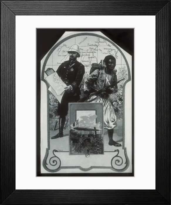 Framed Print : illustration alluding to the conflicts for the colonial Framed Print : illustration alluding to the conflicts for the colonial
