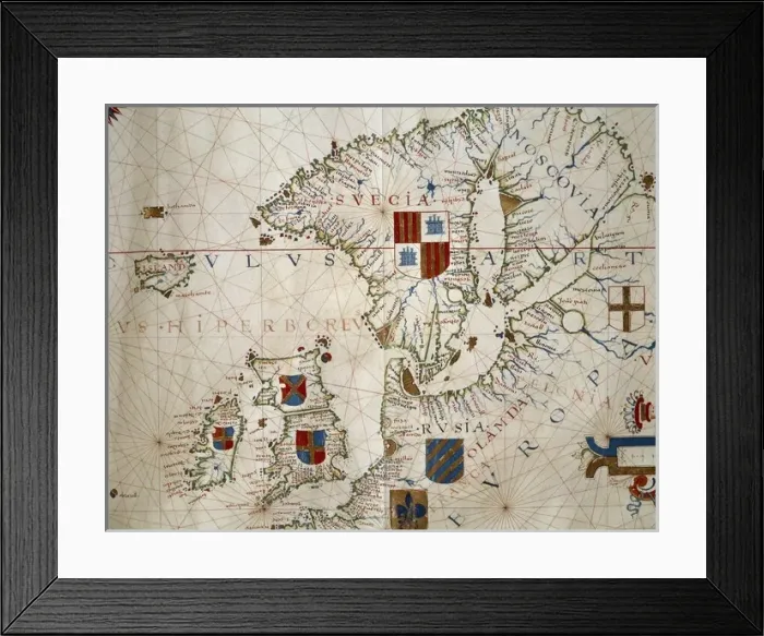 Framed Print : Atlas by Fern㯠Vaz Dourado, 1571. Chart 1: Northern Framed Print : Atlas by Fern㯠Vaz Dourado, 1571. Chart 1: Northern