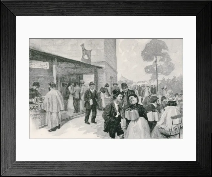 Framed Print : Munich beer hall. Illustration by O. Graf published Framed Print : Munich beer hall. Illustration by O. Graf published