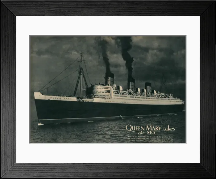 Framed Print : Queen Mary Ocean Liner, takes to the sea Framed Print : Queen Mary Ocean Liner, takes to the sea
