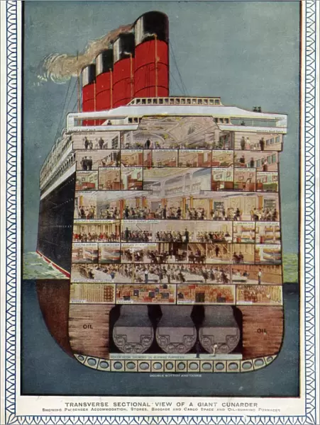 Cross-section of Aquitania steamship