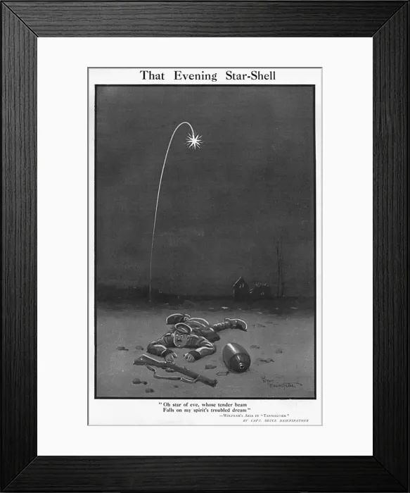 Framed Print : That Evening Star-Shell, by Bairnsfather Framed Print : That Evening Star-Shell, by Bairnsfather