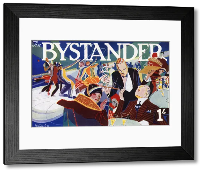 Framed Print : Bystander masthead 1929, society at an ice rink Framed Print : Bystander masthead 1929, society at an ice rink