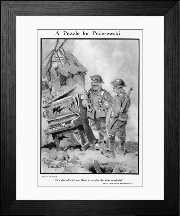 Framed Print : A Puzzle for Paderewski, by Bairnsfather Framed Print : A Puzzle for Paderewski, by Bairnsfather