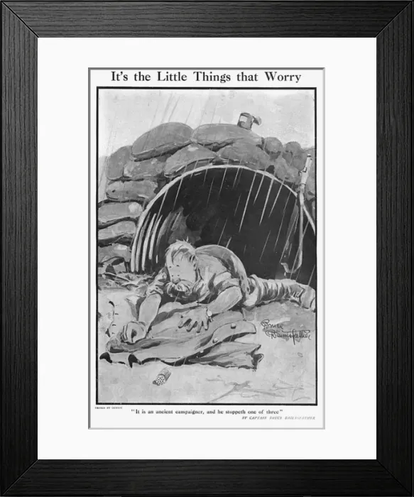 Framed Print : Its the Little Things that Worry, by Bairnsfather Framed Print : Its the Little Things that Worry, by Bairnsfather