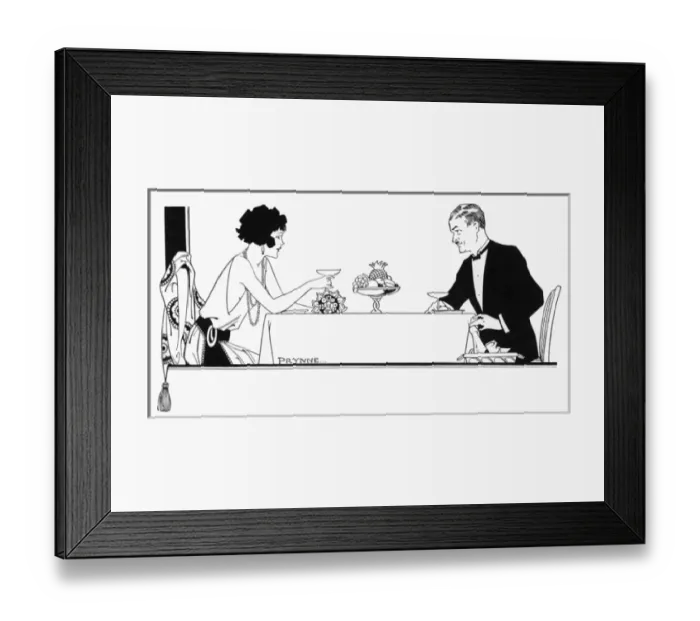 Framed Print : Couple enjoying dinner, 1929 Framed Print : Couple enjoying dinner, 1929