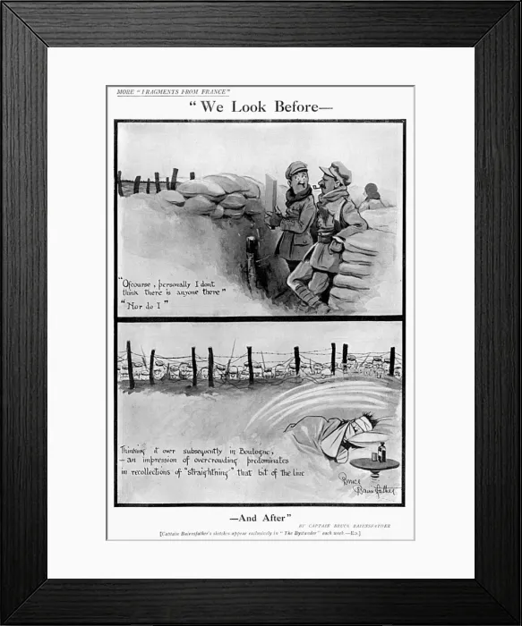 Framed Print : We Look Before -, by Bairnsfather Framed Print : We Look Before -, by Bairnsfather