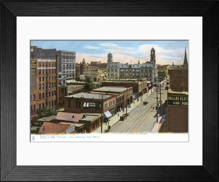 Framed Print : Street with Post Office, Dallas, Texas, USA Framed Print : Street with Post Office, Dallas, Texas, USA