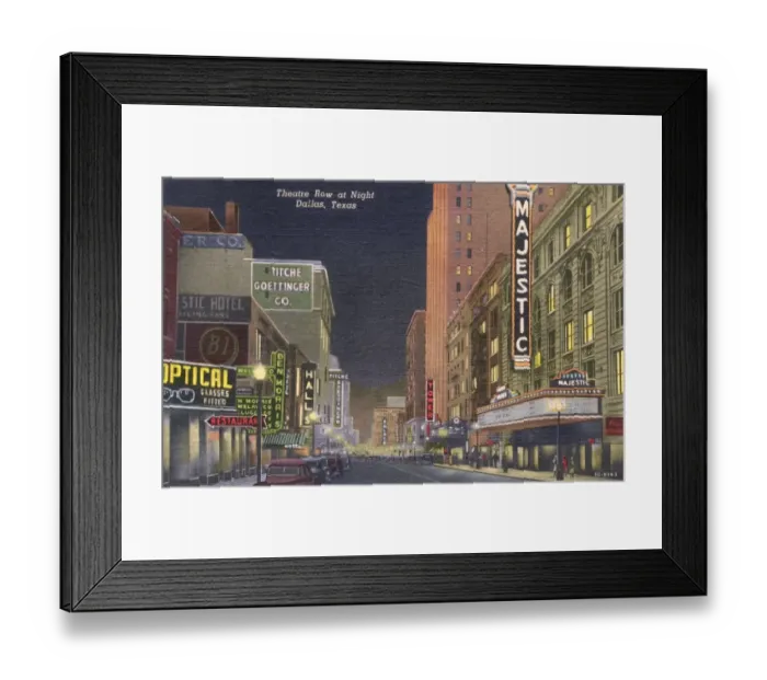 Framed Print : Night scene in Theatre Row, Dallas, Texas, USA Framed Print : Night scene in Theatre Row, Dallas, Texas, USA