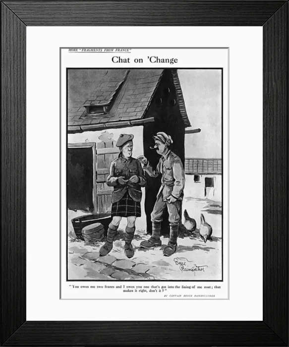 Framed Print : Chat on Change, by Bairnsfather Framed Print : Chat on Change, by Bairnsfather