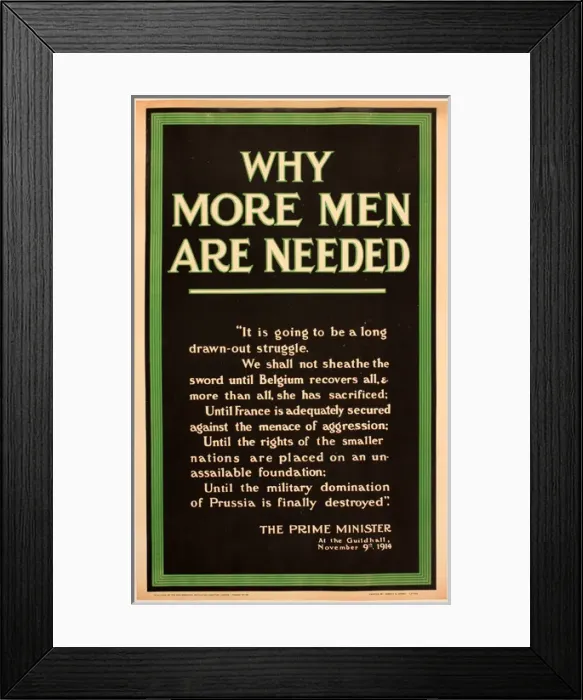Framed Print : WWI Poster, Why more men are needed Framed Print : WWI Poster, Why more men are needed