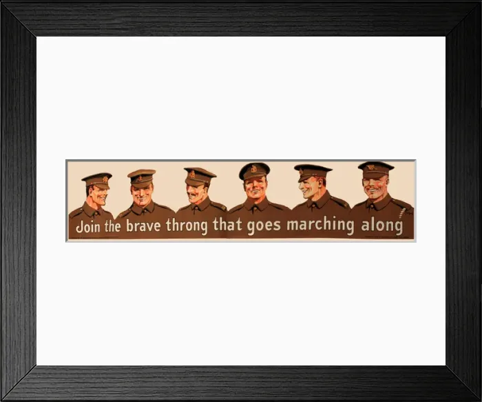 Framed Print : WWI Poster, Join the brave throng that goes marching along Framed Print : WWI Poster, Join the brave throng that goes marching along