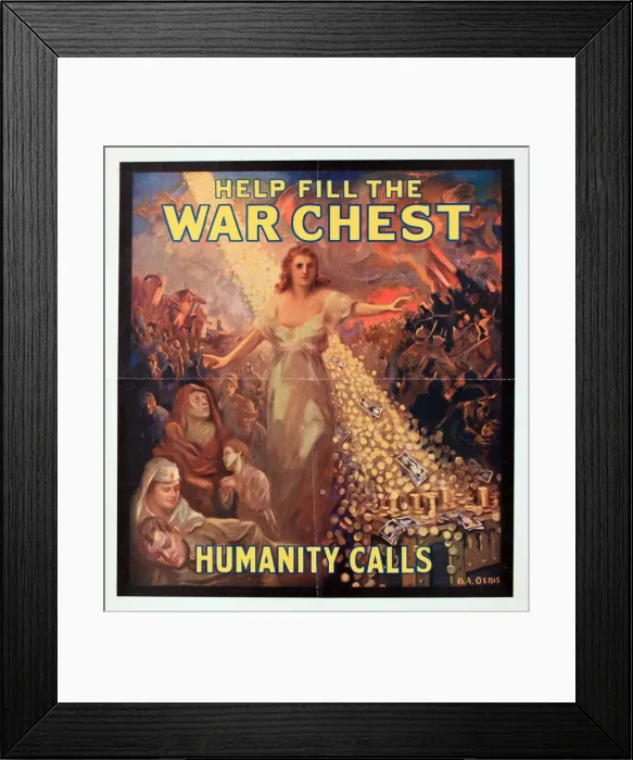 Framed Print : WWI Poster, Help fill the War Chest Framed Print : WWI Poster, Help fill the War Chest