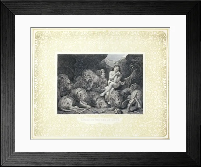 Framed Print : Daniel praying in the lions den Framed Print : Daniel praying in the lions den