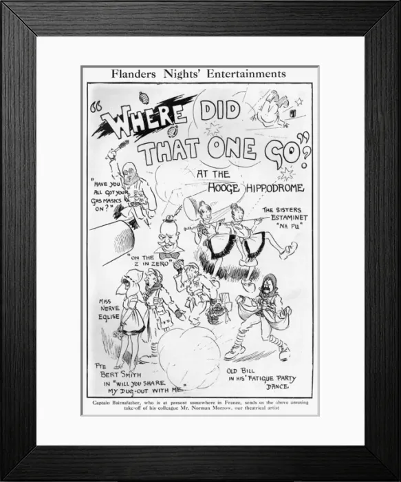 Framed Print : Flanders Nights Entertainments, by Bairnsfather Framed Print : Flanders Nights Entertainments, by Bairnsfather