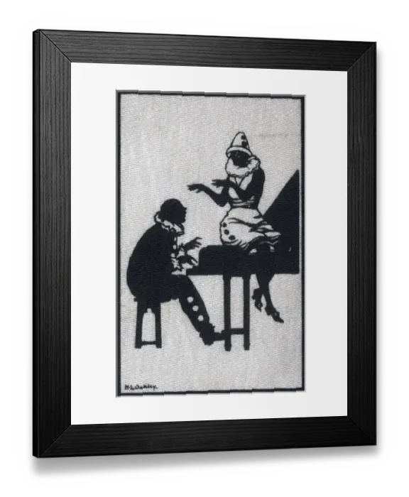 Framed Print : Pierrot couple with piano Framed Print : Pierrot couple with piano