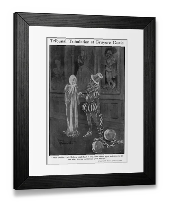Framed Print : Tribunal Tribulation at Gruyere Castle, by Bairnsfather Framed Print : Tribunal Tribulation at Gruyere Castle, by Bairnsfather