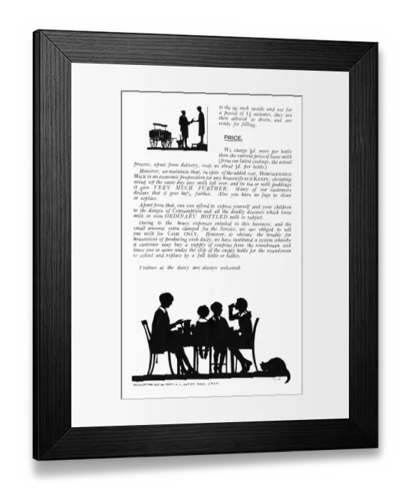 Framed Print : Silhouettes for Bristol Pure Milk Co Ltd Framed Print : Silhouettes for Bristol Pure Milk Co Ltd