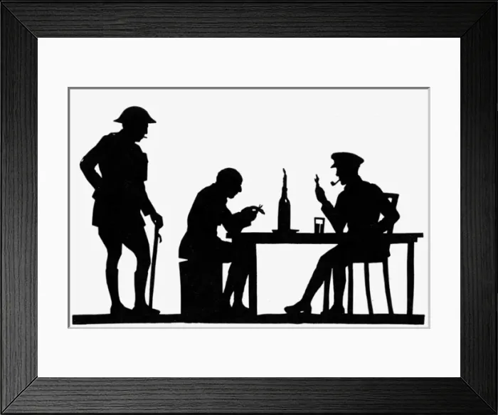 Framed Print : H. L. Oakley cutting the silhouette of a fellow officer Framed Print : H. L. Oakley cutting the silhouette of a fellow officer