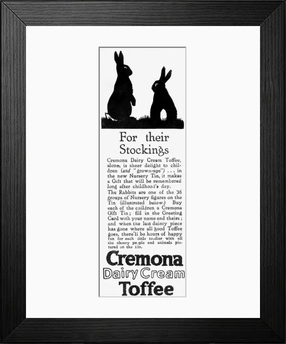Framed Print : Silhouette of two rabbits, Cremona advert Framed Print : Silhouette of two rabbits, Cremona advert