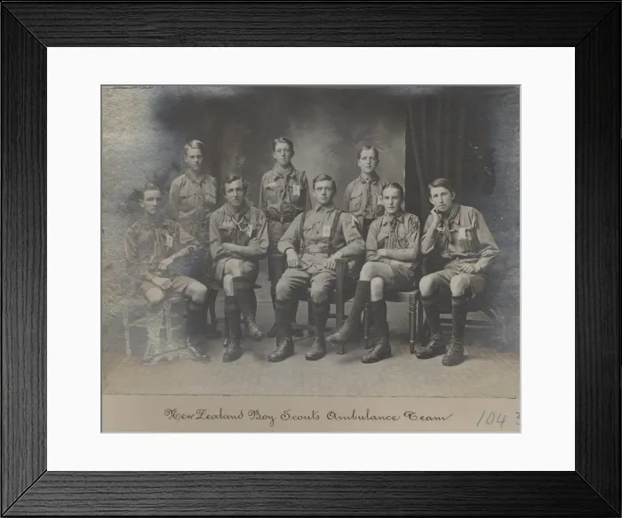 Framed Print : Boy scouts ambulance team, New Zealand Framed Print : Boy scouts ambulance team, New Zealand