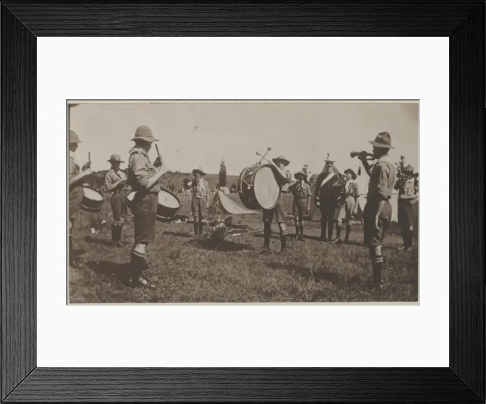 Framed Print : Boy scout band at camp Framed Print : Boy scout band at camp