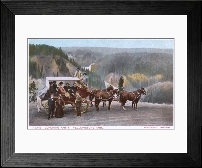 Framed Print : Coaching party, Yellowstone National Park, USA Framed Print : Coaching party, Yellowstone National Park, USA