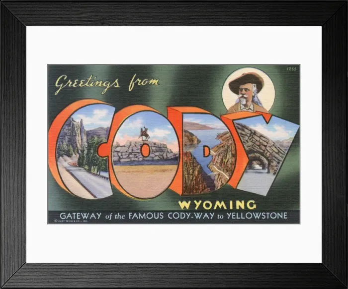 Framed Print : Greetings from Cody, Wyoming, USA Framed Print : Greetings from Cody, Wyoming, USA