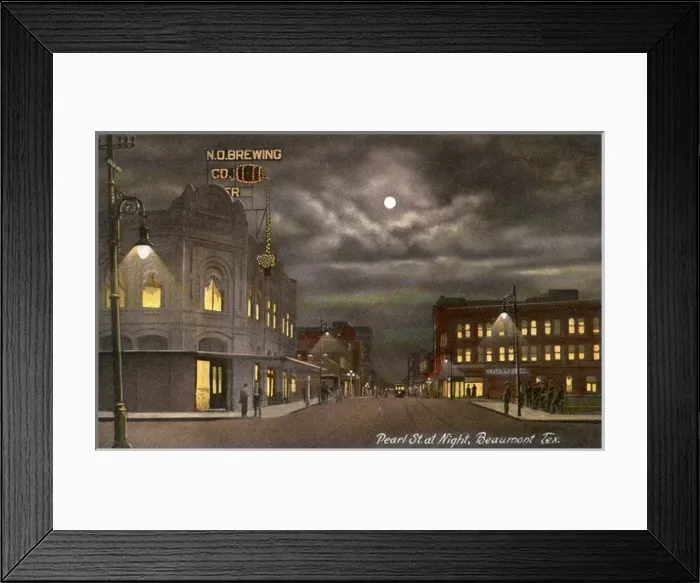 Framed Print : Night scene in Pearl Street, Beaumont, Texas, USA Framed Print : Night scene in Pearl Street, Beaumont, Texas, USA