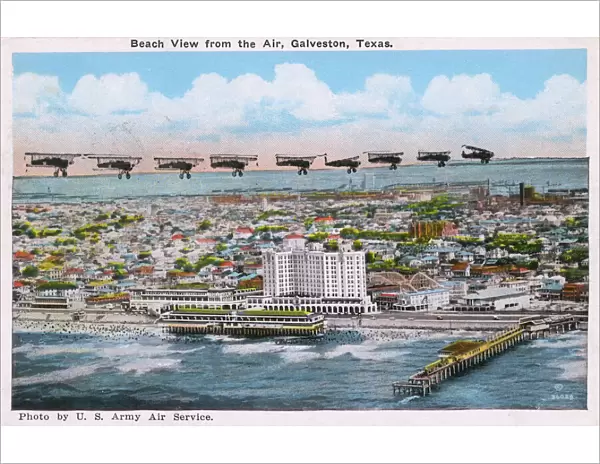 Aerial view of beach, Galveston, Texas, USA