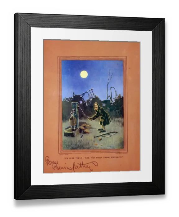 Framed Print : Bruce Bairnsfather cartoon, squeaking water pump Framed Print : Bruce Bairnsfather cartoon, squeaking water pump