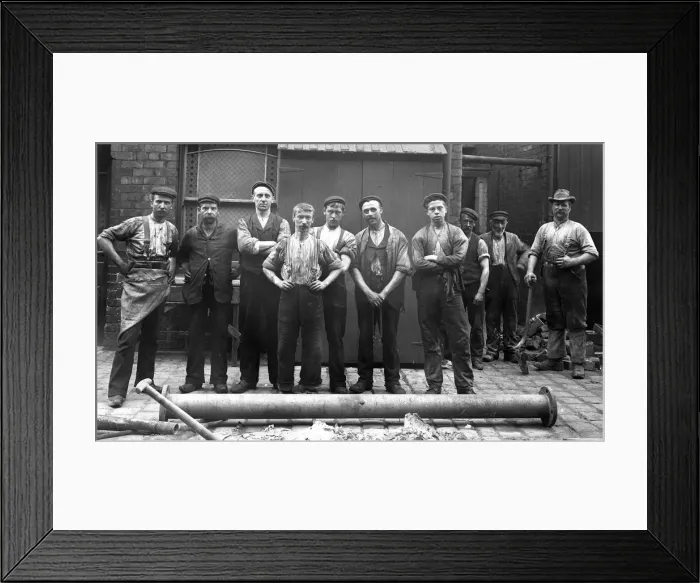 Framed Print : Group outside engine house at hat factory Framed Print : Group outside engine house at hat factory