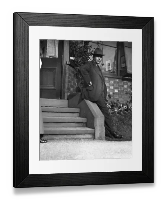 Framed Print : Frank Battersby outside his fathers house Framed Print : Frank Battersby outside his fathers house