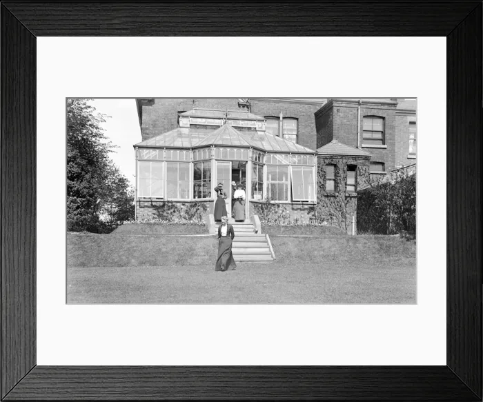 Framed Print : Edwardian group coming into garden Framed Print : Edwardian group coming into garden
