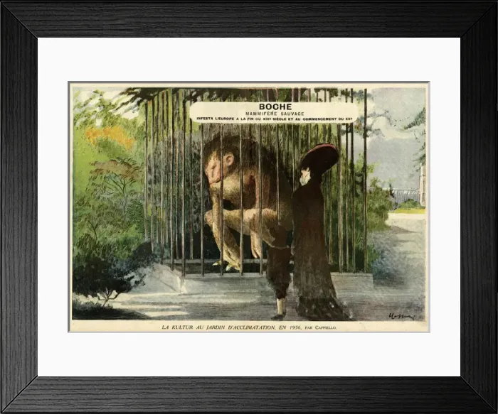 Framed Print : Cartoon, Boche, Wild Mammal, WW1 Framed Print : Cartoon, Boche, Wild Mammal, WW1