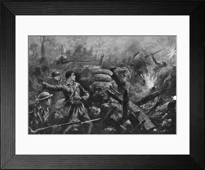 Framed Print : British bombing party clear trenches near Roeux Framed Print : British bombing party clear trenches near Roeux