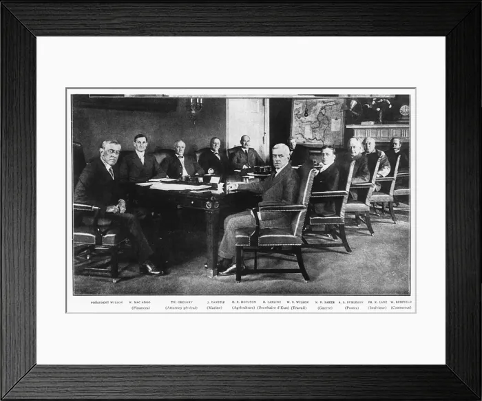Framed Print : WW1 - The United States enter the war - Wilsons Cabinet Framed Print : WW1 - The United States enter the war - Wilsons Cabinet