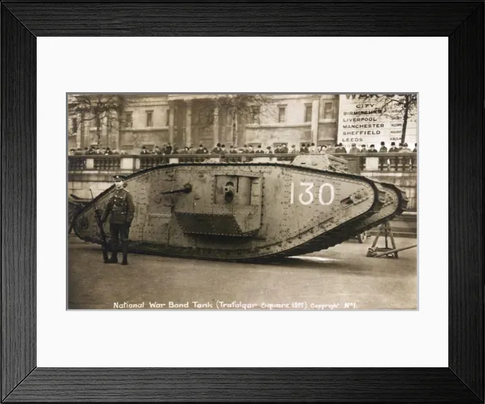 Framed Print : WW1 - Tank used in Trafagar Square to sell War Bonds Framed Print : WW1 - Tank used in Trafagar Square to sell War Bonds