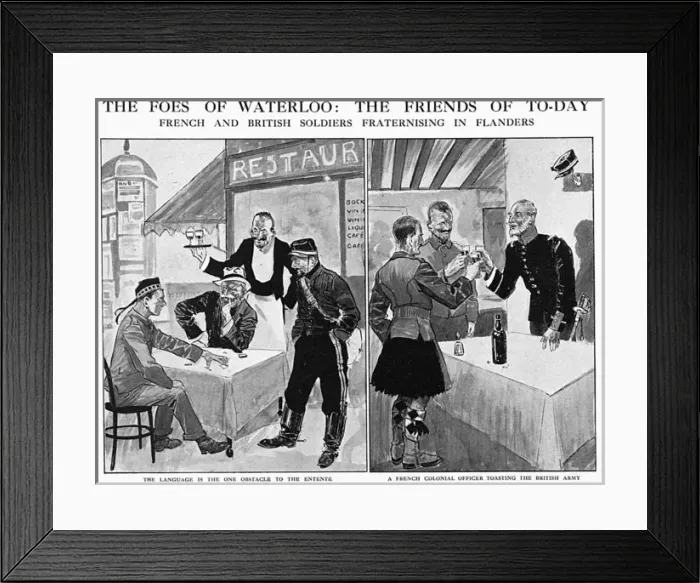 Framed Print : Inter-Allied Fraternisation - British and French in Flanders Framed Print : Inter-Allied Fraternisation - British and French in Flanders