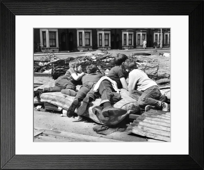 Framed Print : Boys on a mattress, Balham, SW London Framed Print : Boys on a mattress, Balham, SW London