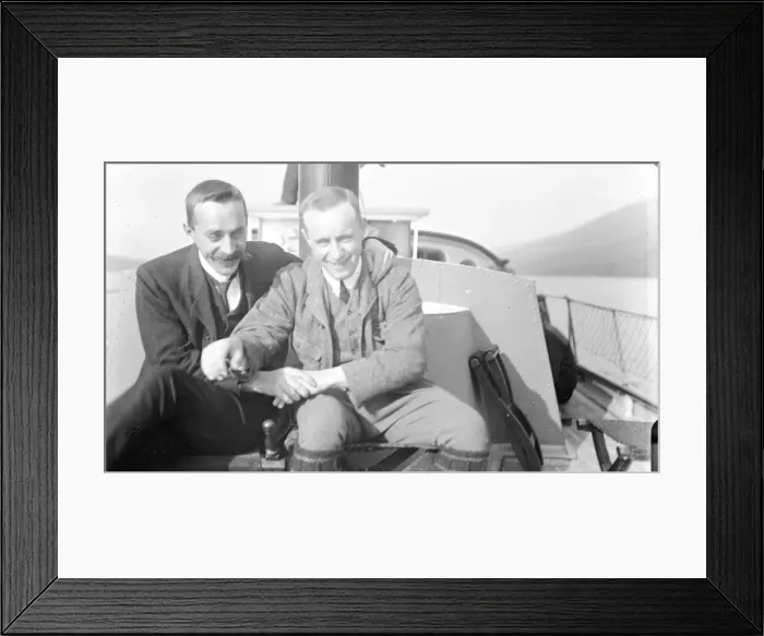 Framed Print : Two men on a boat on Coniston Framed Print : Two men on a boat on Coniston