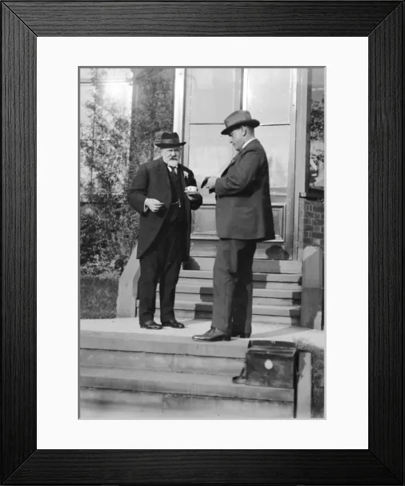Framed Print : Two Edwardian men on terrace Framed Print : Two Edwardian men on terrace