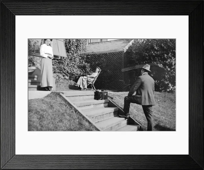 Framed Print : Figures in an Edwardian garden Framed Print : Figures in an Edwardian garden