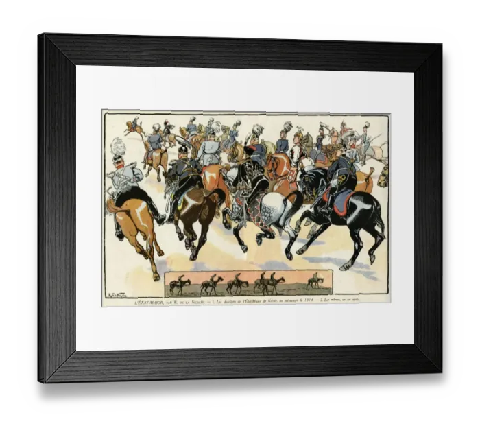 Framed Print : Cartoon, German military staff, before and after, WW1 Framed Print : Cartoon, German military staff, before and after, WW1