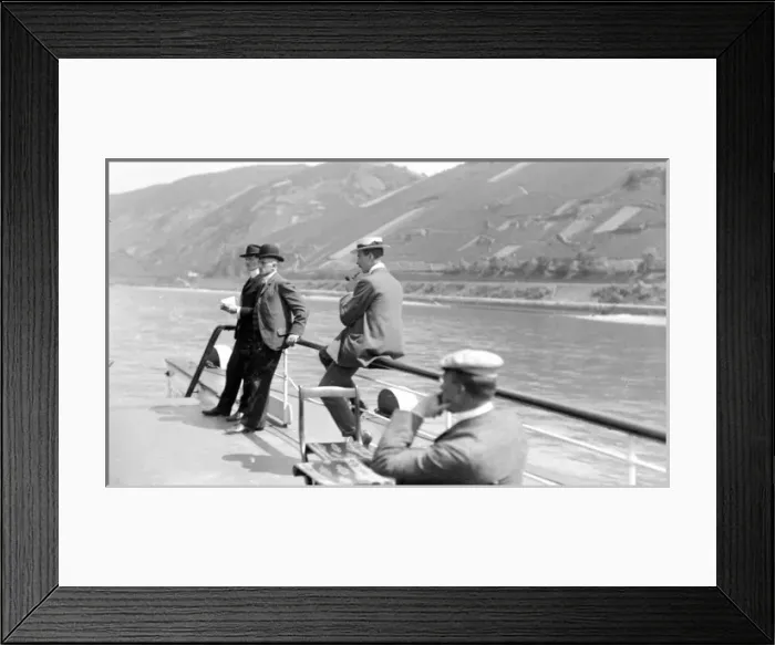 Framed Print : Men on a boat on a Rhine cruise Framed Print : Men on a boat on a Rhine cruise