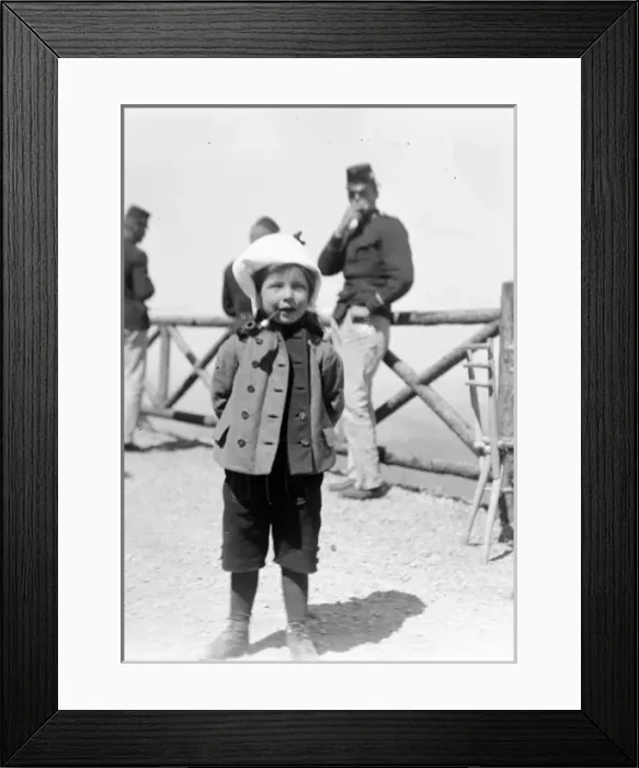 Framed Print : Boy in front of Schneeberg Hotel Framed Print : Boy in front of Schneeberg Hotel