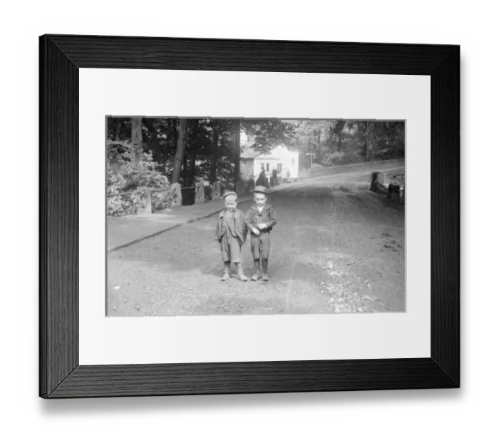 Framed Print : Two boys on Dan Bank, Marple, Cheshire Framed Print : Two boys on Dan Bank, Marple, Cheshire