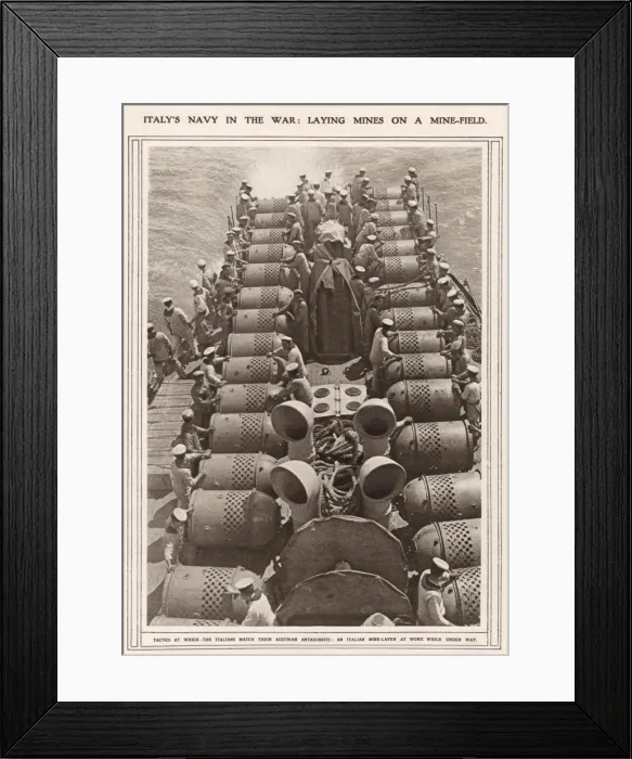 Framed Print : Laying mines, Italian navy, World War One Framed Print : Laying mines, Italian navy, World War One