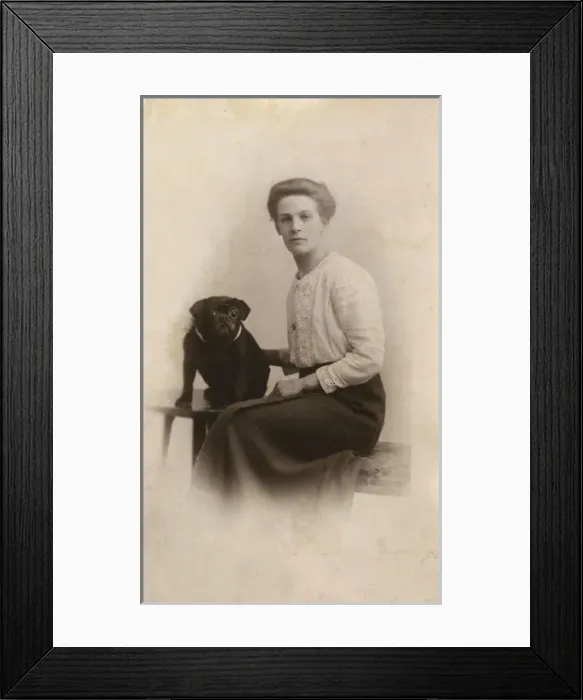 Framed Print : Woman with Pug Framed Print : Woman with Pug